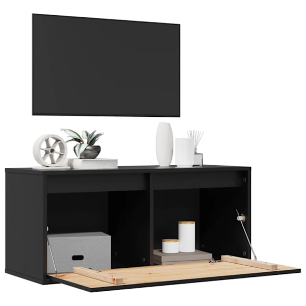 vidaXL Väggskåp svart 80x30x35 cm massiv furu Svart