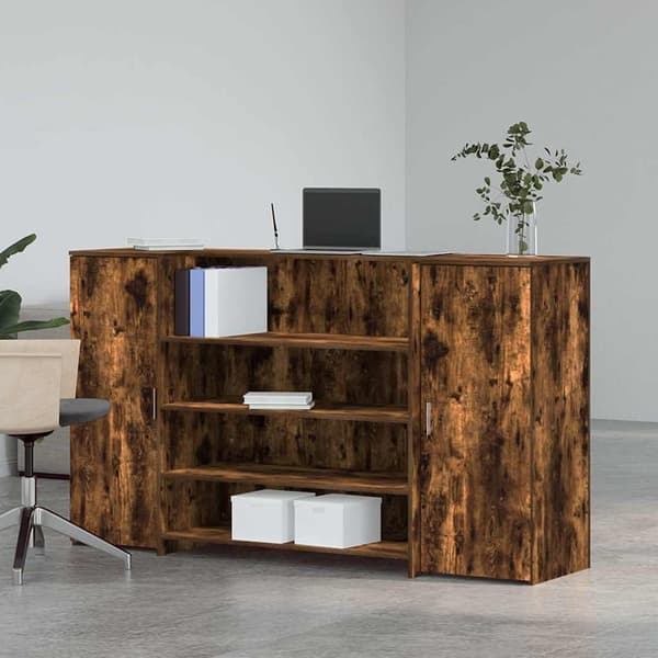 vidaXL Receptionsdisk rökfärgad ek 180x50x103,5 cm konstruerat trä Brun