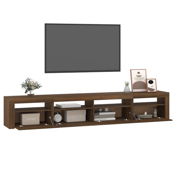 vidaXL Tv-bänk med LED-belysning brun ek 240x35x40 cm Brun