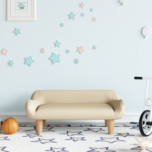 vidaXL Barnsoffa gräddvit 70x40x24 cm tyg Kräm