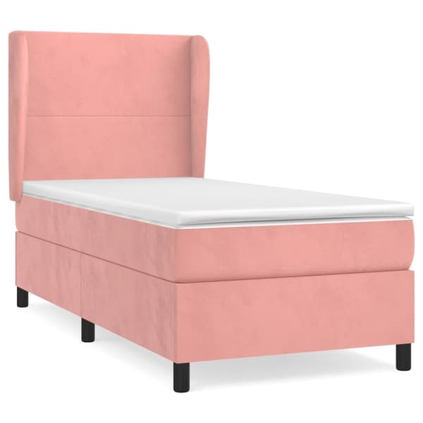 vidaXL Ramsäng med madrass rosa 90x190 cm sammet Rosa