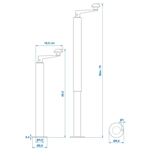 ProPlus Justerbart Släpställ D48 mm 40-65 cm 341517 Svart
