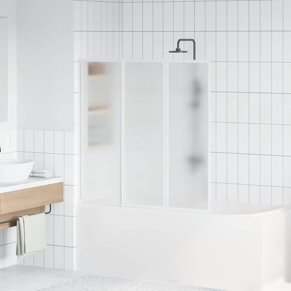 vidaXL Duschvägg vikbar Vit 3-paneler 117x120 cm "Silver"