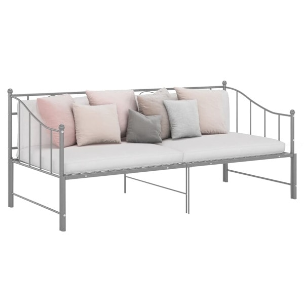 vidaXL Utdragbar sängram bäddsoffa grå metall 90x200 cm grå
