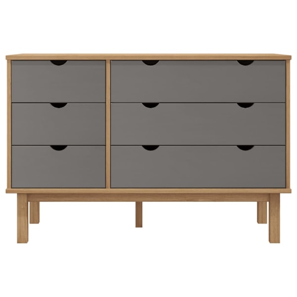 vidaXL Byrå OTTA brun&grå 111x43x73,5 cm massiv furu Grå