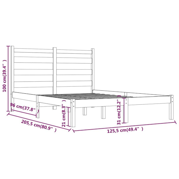 vidaXL Sängram grå massiv furu 120x200 cm Grå