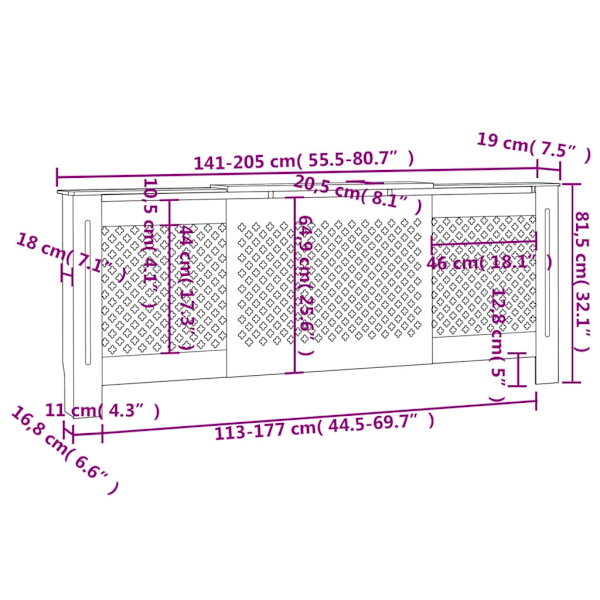 vidaXL Elementskydd MDF grå 205 cm grå