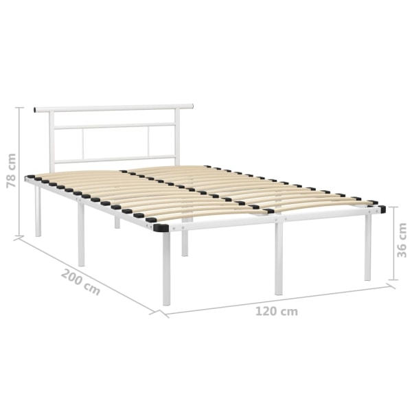 vidaXL Sängram vit metall 120x200 cm Vit