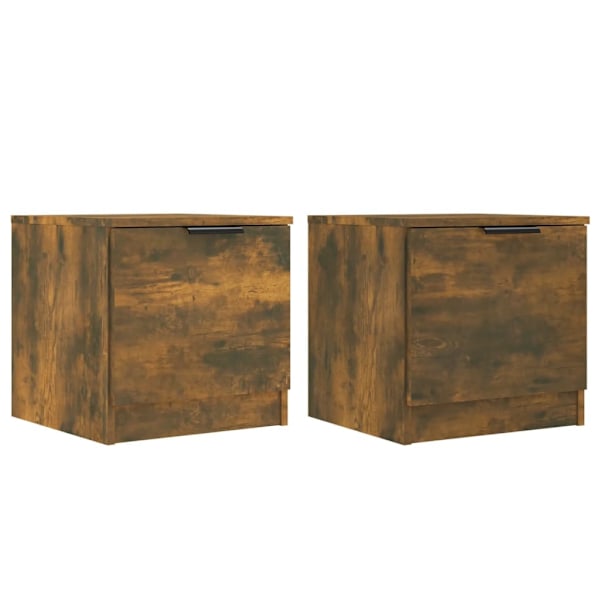 vidaXL Sängbord 2 st rökfärgad ek 40x39x40 cm Brun