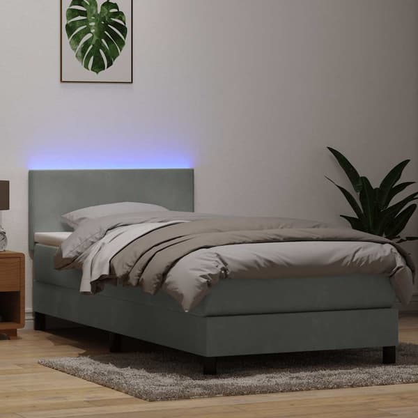 vidaXL Ramsäng med madrass ljusgrå 80x220 cm sammet Grå