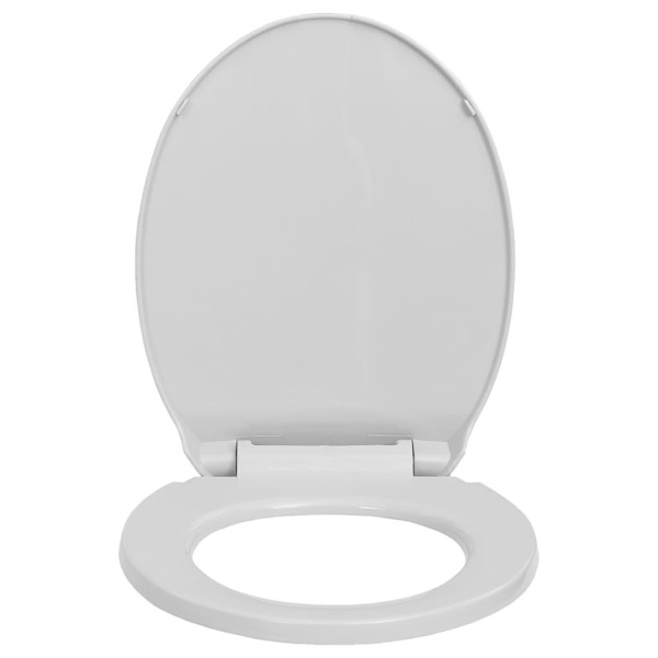 vidaXL Toalettsits mjuk stängning snabbfäste ljusgrå oval grå