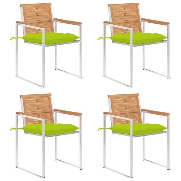 vidaXL Trädgårdsstolar med dynor 4 st massiv teak Grön