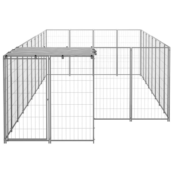 vidaXL Hundgård silver 10,89 m² stål Silver