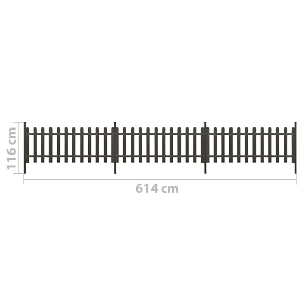 vidaXL Staket med stolpar 3 st WPC 614x80 cm grå