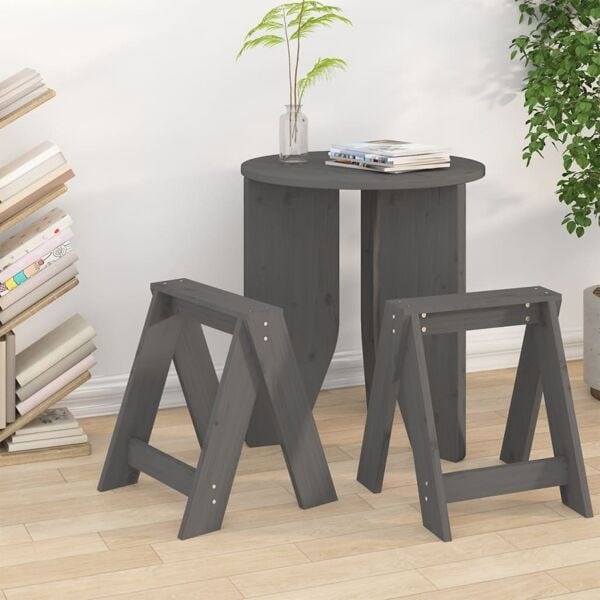 vidaXL Pallar 2 st grå 40x40x45 cm massiv furu Grå