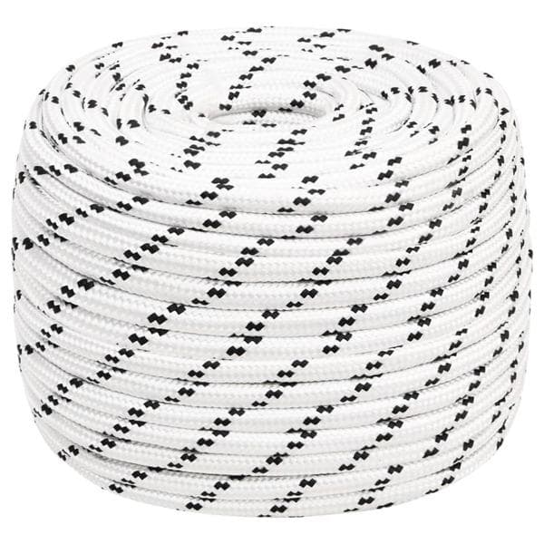 vidaXL Båtlina flätad vit 14 mm x 250 m polyester
