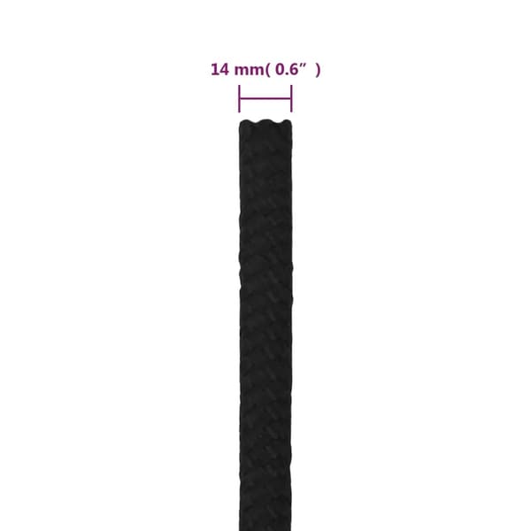 vidaXL Rep svart 14 mm 100 m polyester