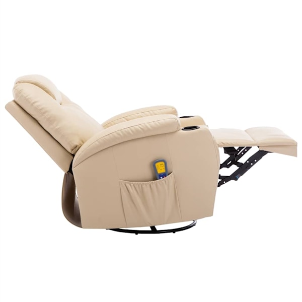 vidaXL Gungande massagefåtölj justerbar gräddvit konstläder Creme