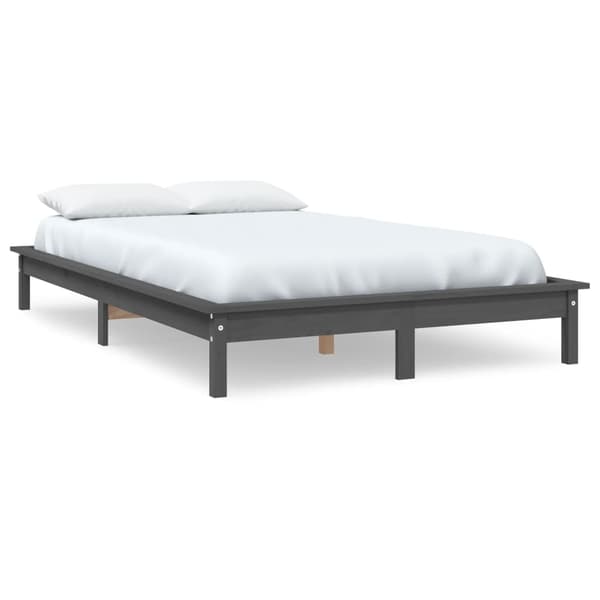 vidaXL Sängram 180x200 cm massiv furu grå Grå