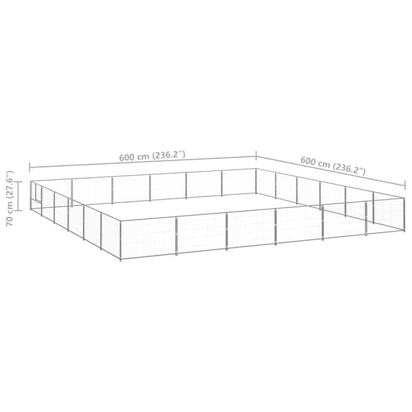 vidaXL Hundgård silver 36 m² stål Silver