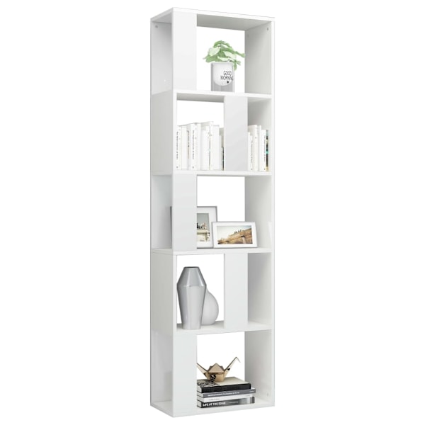 vidaXL Bokhylla/Rumsavdelare vit högglans 45x24x159 cm konstruerat trä Vit