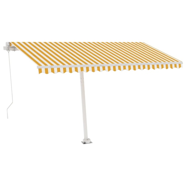 vidaXL Markis manuellt infällbar fristående 400x350 cm gul/vit Gul
