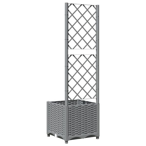 vidaXL Odlingslåda med spaljé ljusgrå 40x40x136 cm PP Grå