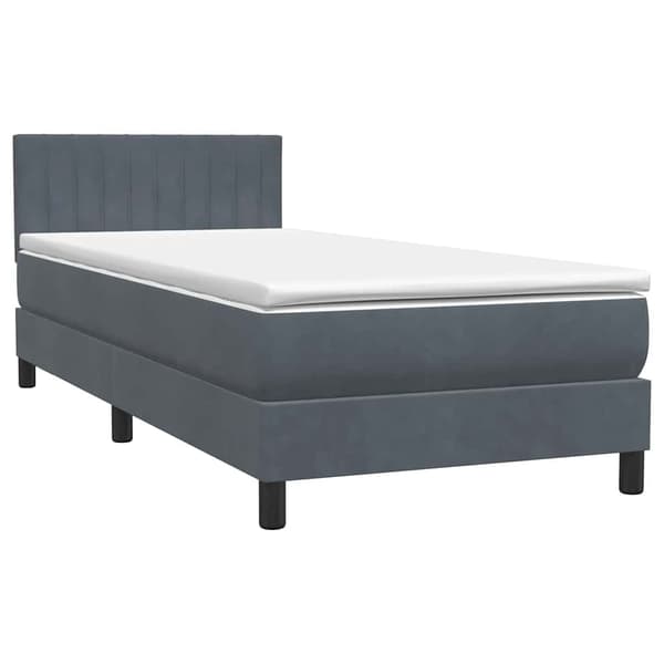 vidaXL Ramsäng med madrass mörkgrå 80x220 cm sammet Grå