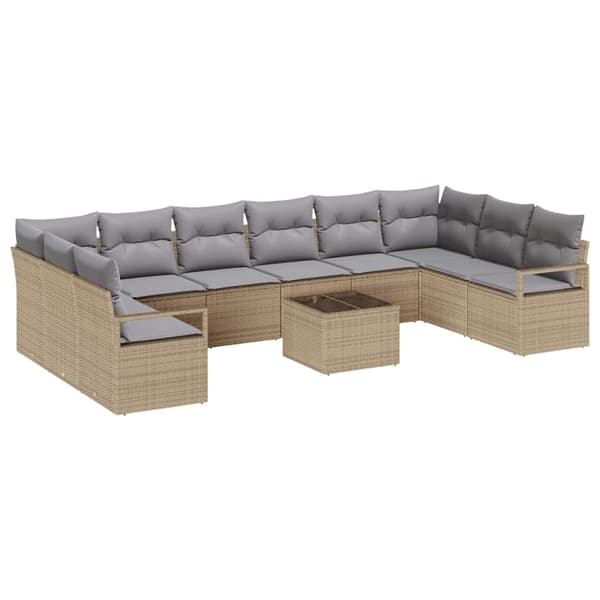 vidaXL Soffset 11 st Beige konstrotting Beige