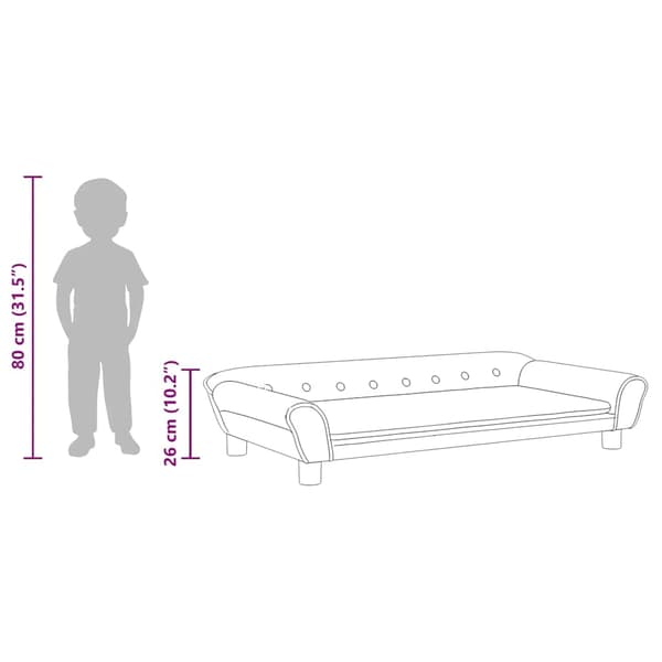 vidaXL Barnsoffa ljusgrå 100x50x26 cm sammet Grå