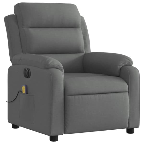 vidaXL Elektrisk massagefåtölj mörkgrå tyg Grå