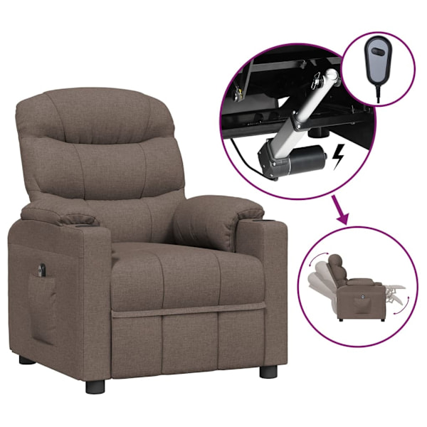 vidaXL Elektrisk reclinerfåtölj taupe tyg Taupe