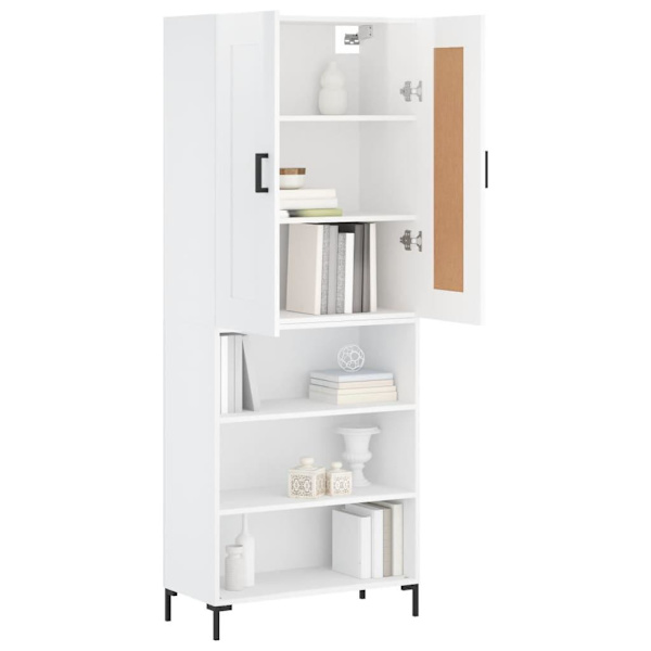 vidaXL Högskåp högglans vit 69,5x34x180 cm konstruerat trä Vit
