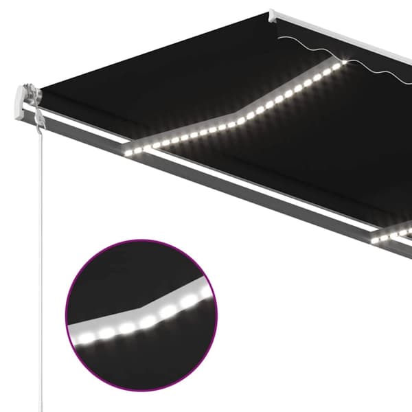 vidaXL Automatisk markis med vindsensor & LED 450x300 cm antracit Antracit