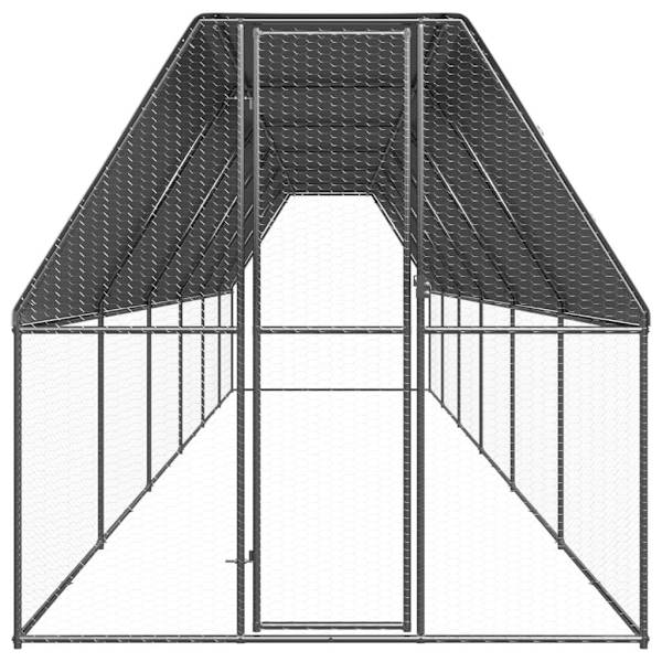vidaXL Hönsbur för utomhusbruk 2x12x2 m galvaniserat stål Silver