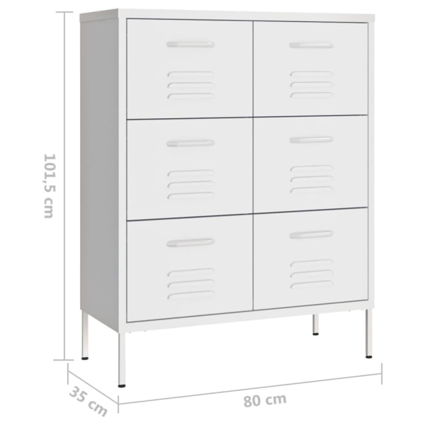 vidaXL Byrå vit 80x35x101,5 cm stål Vit