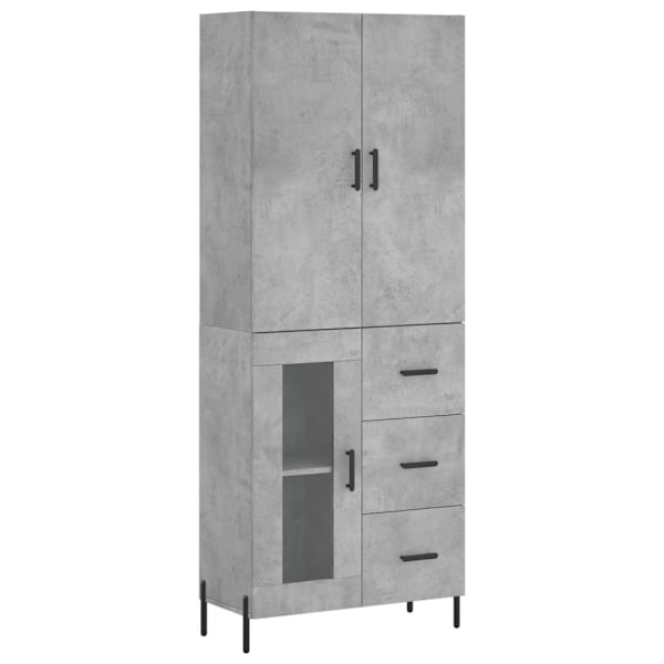 vidaXL Högskåp betonggrå 69,5x34x180 cm konstruerat trä Grå