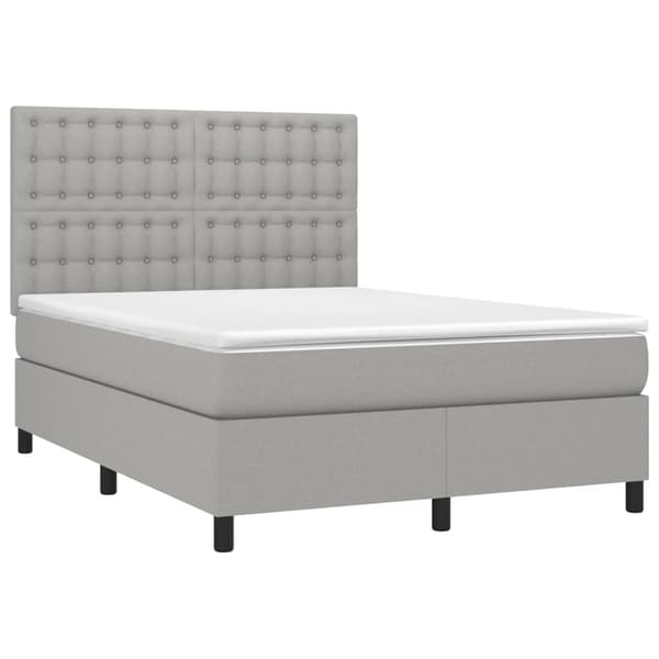 vidaXL Ramsäng med madrass ljusgrå 140x190 cm tyg Grå