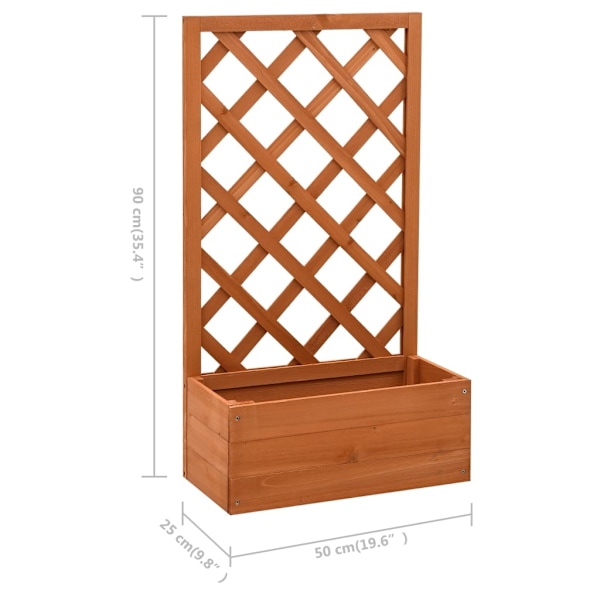 vidaXL Odlingslåda med spaljé orange 50x25x90 cm massivt granträ Orange