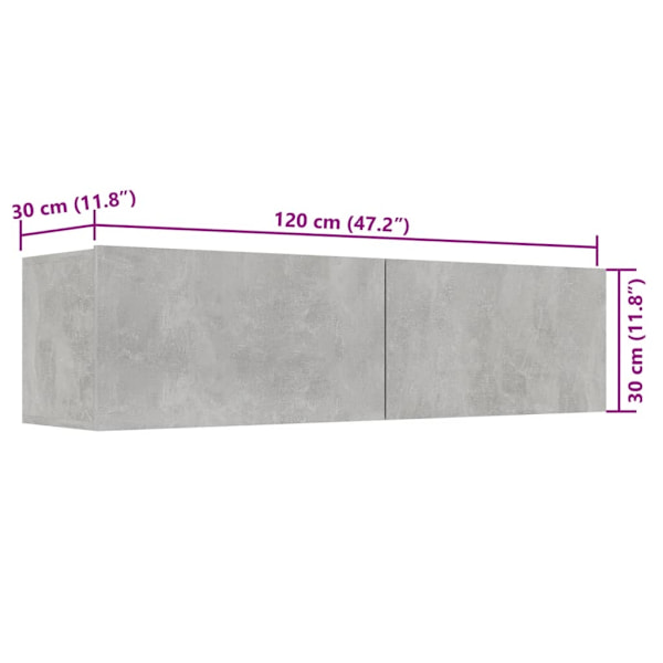 vidaXL TV-bänk betonggrå 120x30x30 cm konstruerat trä grå
