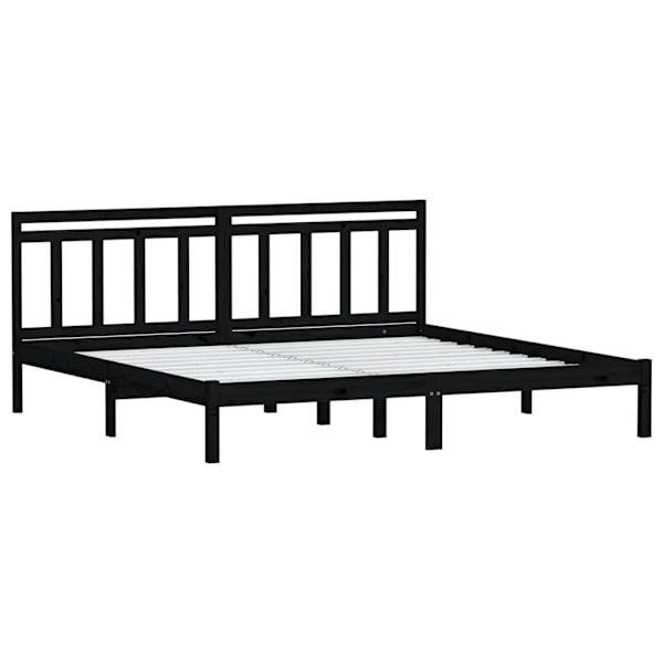 vidaXL Sängram svart massiv furu 200x200 cm Svart