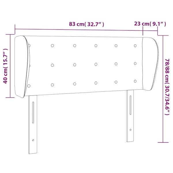 vidaXL Sänggavel med kanter gräddvit 83x23x78/88 cm tyg Kräm