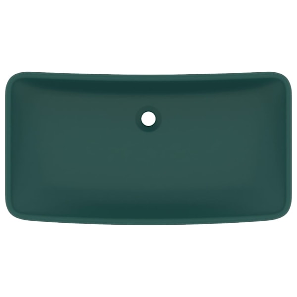 vidaXL Lyxigt rektangulärt handfat matt mörkgrön 71x38 cm keramik Grön