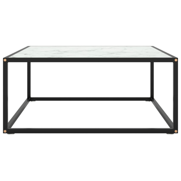 vidaXL Soffbord med svart vit marmor glas 80x80x35 cm Svart