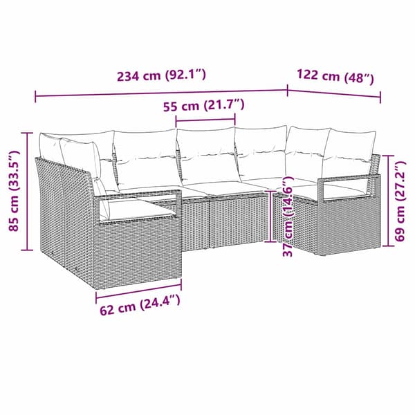 vidaXL Soffset 6 st Beige konstrotting Beige