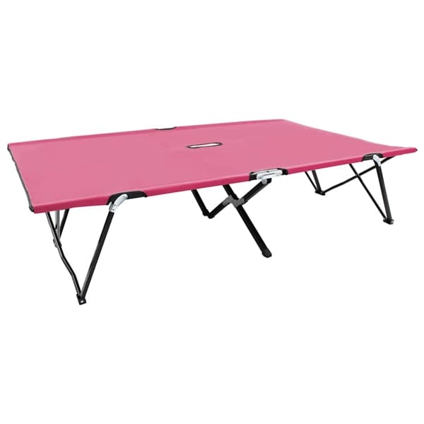 vidaXL Hopfällbar solsäng 2 pers rosa stål Rosa