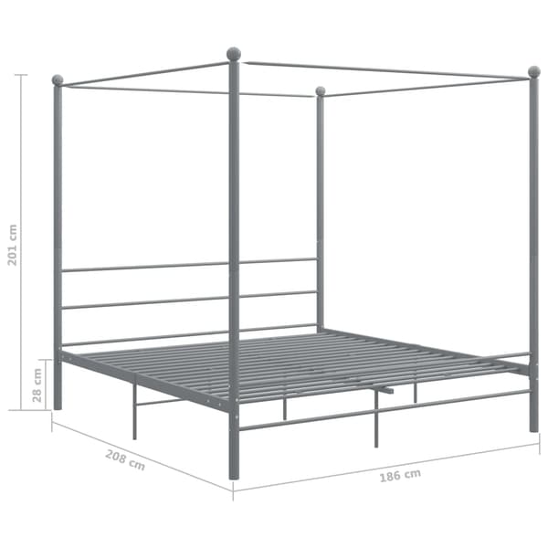 vidaXL Himmelsäng grå metall 180x200 cm grå