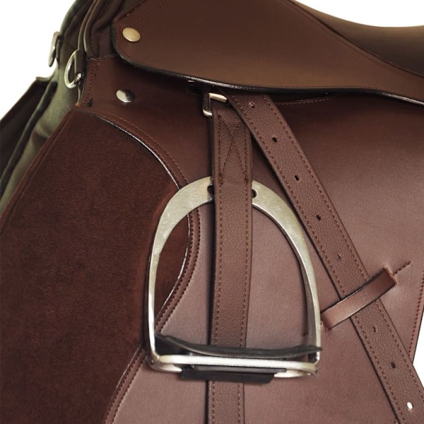 vidaXL Hästsadel set 17,5" brunt riktigt läder 18 cm 5-i-1 Brun
