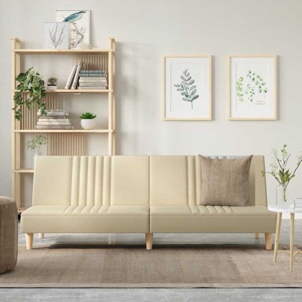 vidaXL Bäddsoffa gräddvit tyg Kräm