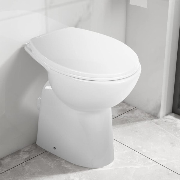 vidaXL Hög toalettstol 7 cm utan spolkant mjuk stängning keramisk vit Vit